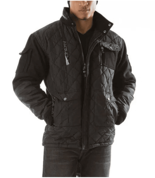 Pelle Pelle Gator Trimmed Quilt Black Jacket