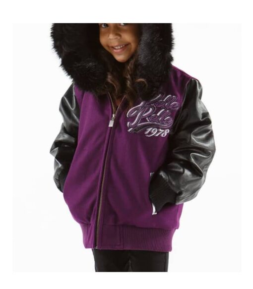 Pelle Pelle Kids 1978 Fur Hooded Purple Jacket