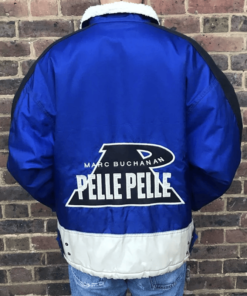 Pelle Pelle Marc Buchanan Big Logo Blue Metallic Jacket