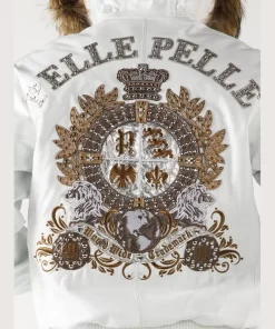 Pelle Pelle Men Marc Buchanan White Crest Fur Hooded Leather Jacket