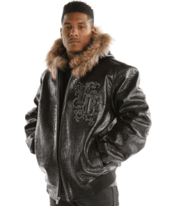 Pelle Pelle Mens Fur Hood Black Jacket