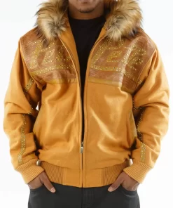 Pelle Pelle Mens Caramel Supreme Club Hooded Wool Jacket