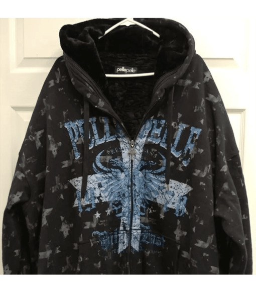 Pelle Pelle Mens Printed Black Hoodie