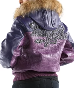 Pelle Pelle Women Violet Morocco Fur Hooded Jacket