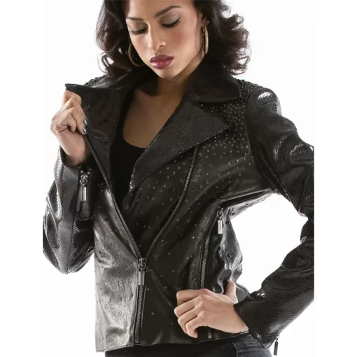 Pelle Pelle Womens Princess Gradient Stone Black Leather Jacket