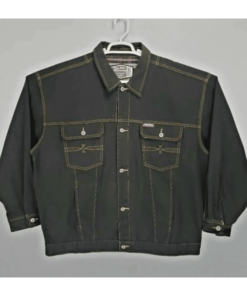 Pelle Pelle Men’s Vintage Black Button Up Lined Denim Jacket