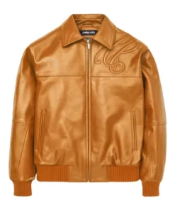 Brown Pelle Pelle Puff Plush Leather Jacket