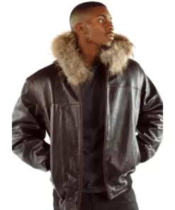 Pelle Pelle Fur Hood Script Leather Jacket | Men Jacket