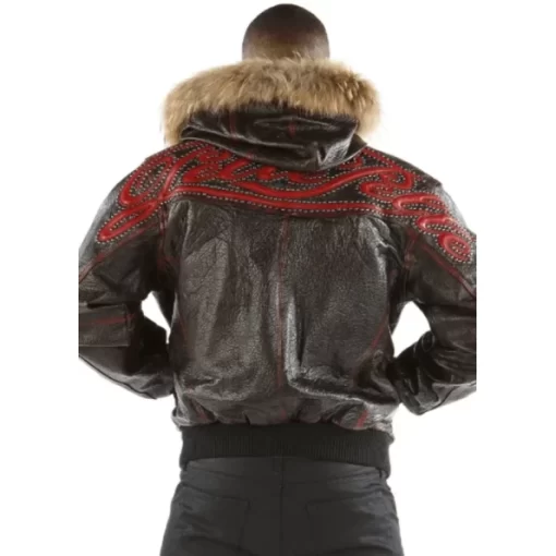 Pelle Pelle Fur Hood Script Leather Jacket | Men Jacket