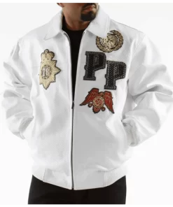 Pelle Pelle White Patched Leather Jacket