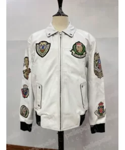 Pelle Pelle White Patches Leather Jacket | Zipper MB Jacket