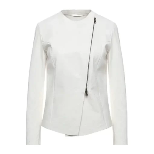 Amazing Pelle Pelle Ovine White Biker Jacket