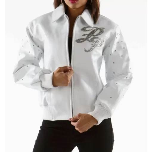 Exclusive Pelle Pelle Women White Studded Jacket | Leather Jacket