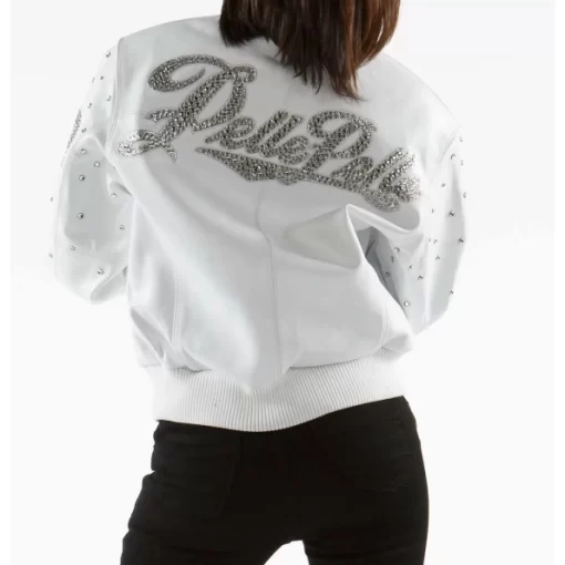 Exclusive Pelle Pelle Women White Studded Jacket | Leather Jacket