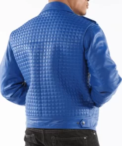 Pelle Pelle Blue Houndstooth Quilted Jacket | Leather Jacket