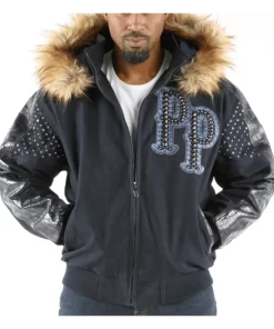 Pelle Pelle Black Blue Fur Hood Jacket | Airbourne Jacket