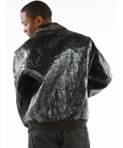 Pelle Pelle Men Croc Leather Studded Jacket | Black Jacket