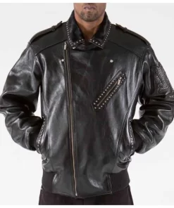 Pelle Pelle Biker Studded Men Leather Jacket | Black Jacket