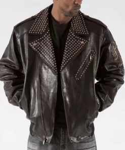 Pelle Pelle Biker Studded Leather Jacket | Dark Brown