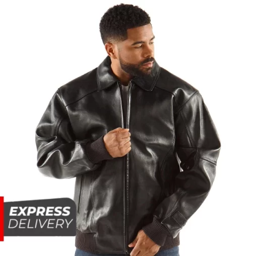 Express Pelle Pelle Applique Black Plush Jacket