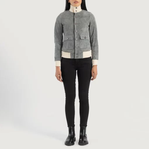 Women’s Grey Flight leather jacket