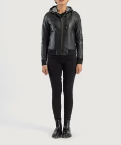 Pelle Pelle Black Hooded Leather Jacket | Bomber Jacket