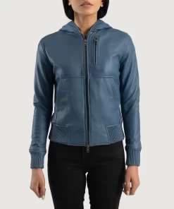 Pelle Pelle Blue Hooded Flight Leather Jacket