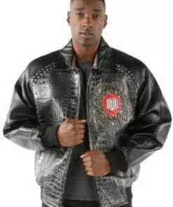 Pelle Pelle Men Crocodile Leather Jacket | Black Red Jacket