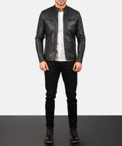 Men Black Biker Leather Jacket